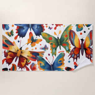Serviette De Plage Dessin de papillon coloré