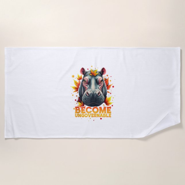 Serviette De Plage Devenez ingouvernable Retro Baby Hippo Moo Deng Au (Devant)