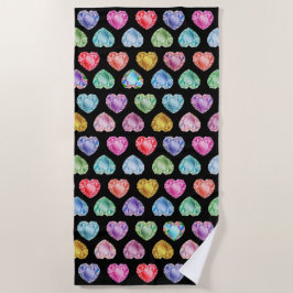 Serviette De Plage Diamond Heart Aquarelle Motif mignon Pastel Girly