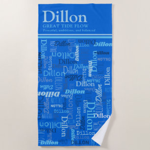 Serviette De Plage Dillon nom personnalisé signifiant nuances de bleu