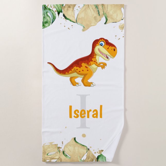 Serviette De Plage dinosaure d'or (Devant)
