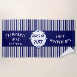 Serviette De Plage Diplôme d'études en bleu et blanc personnalisé
