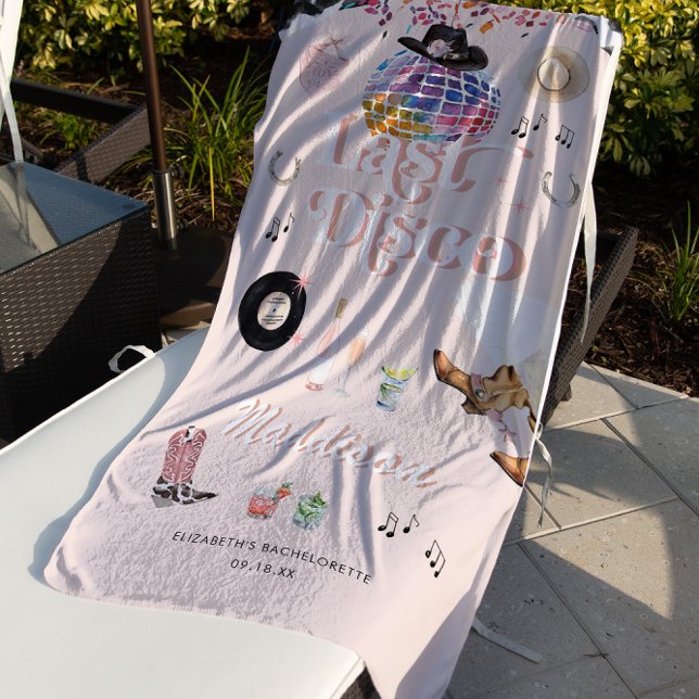 Serviette De Plage Disco Cowgirl Nashville Rose Rodeo | Bachelorette (Créateur téléchargé)