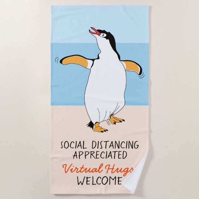 Serviette De Plage Distances sociales Hugs virtuels (Devant)