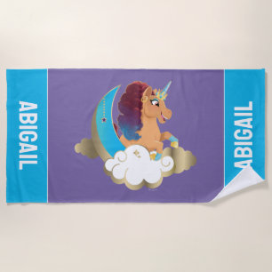 Serviette De Plage Divine la licorne Lune et nuages