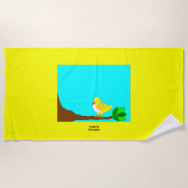 Serviette de plage d'oiseau de jaune bonjour