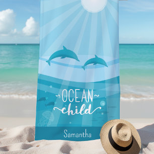 Serviette De Plage Dolphin Fish Ocean Waves Personnalisé