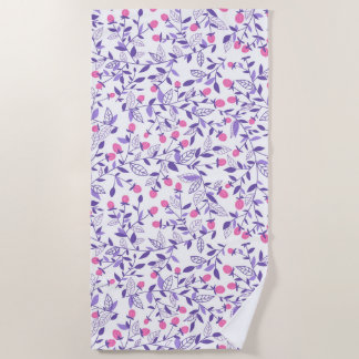 Serviette De Plage Doodles floraux rose et violet