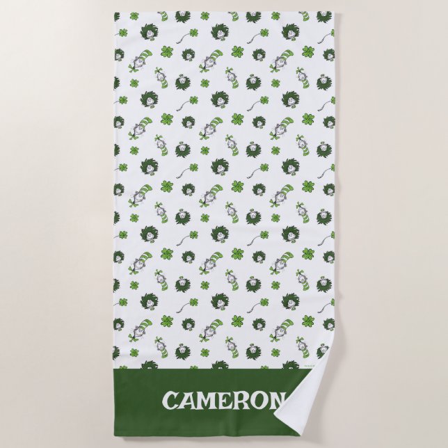 Serviette De Plage Dr Seuss | Chat dans le Motif Casquette Clover (Devant)
