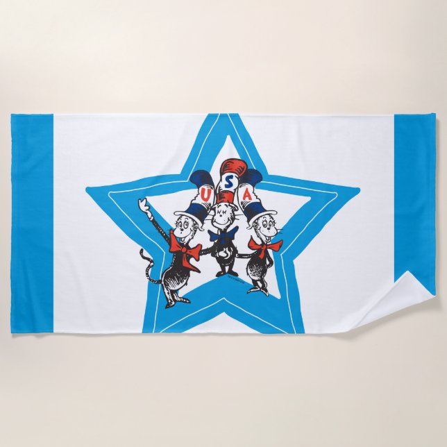 Serviette De Plage Dr Seuss | Little Cats USA Graphisme Casquette (Devant)