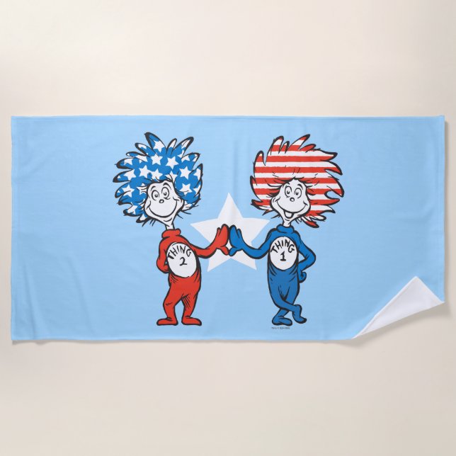 Serviette De Plage Dr Seuss | Une chose Deux graphiques patriotiques (Devant)