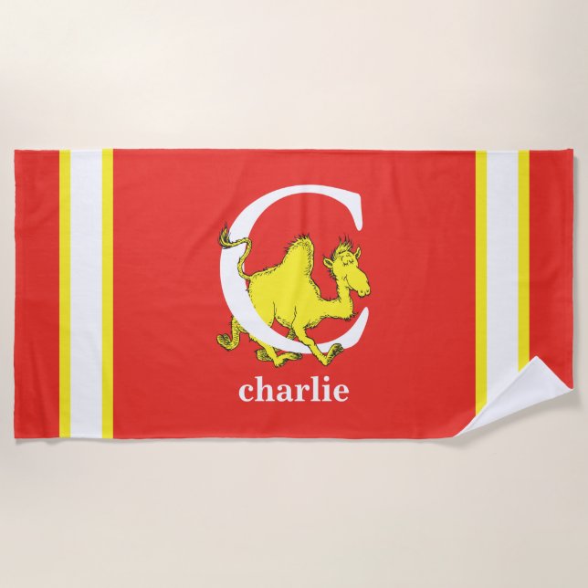 Serviette De Plage Dr Seuss's ABC : Letter C - White | Add Your Name (Devant)
