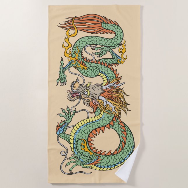 Serviette De Plage Dragon chinois traditionnel (Devant)
