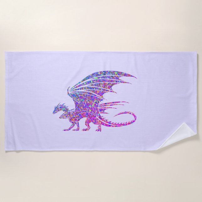 Serviette De Plage Dragon de mosaïque Extraordinaire violet (Devant)