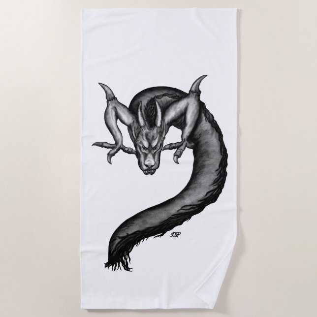 Serviette De Plage Dragon en style tatouage (Devant)