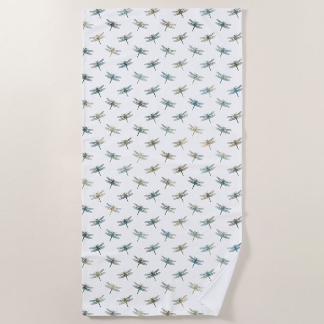 Serviette De Plage Dragonflies d'or turquoises (Devant)