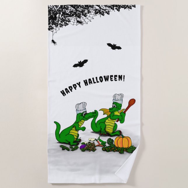 Serviette De Plage Dragons - Joyeux Halloween ! Aujourd'hui je vais c (Devant)