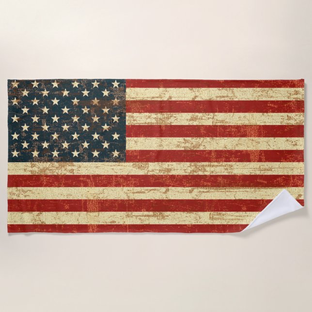 Serviette De Plage Drapeau américain Grungy (Devant)
