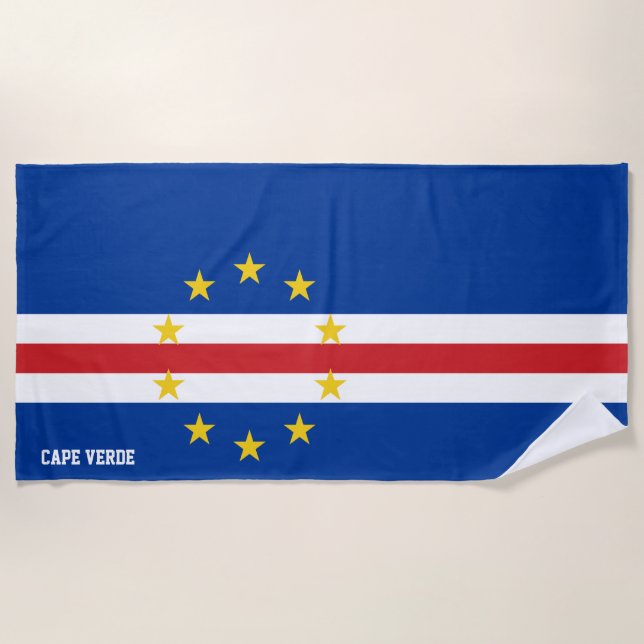 Serviette De Plage Drapeau Cap Vert Splendide Patriotique (Devant)