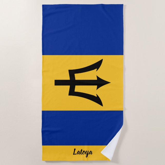 Serviette De Plage Drapeau de la Barbade (Devant)