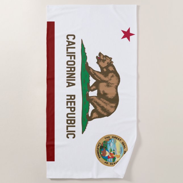 Serviette De Plage Drapeau de la Californie (Devant)