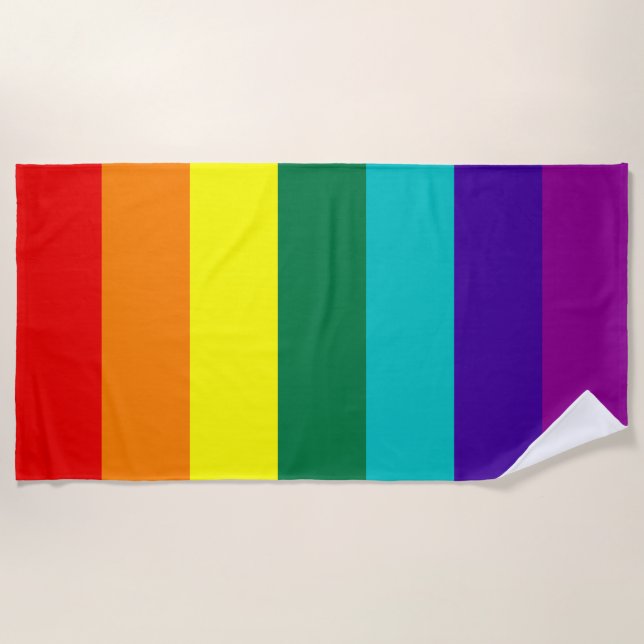 Serviette De Plage Drapeau de la Fierté arc-en-ciel 7 bandes (Devant)
