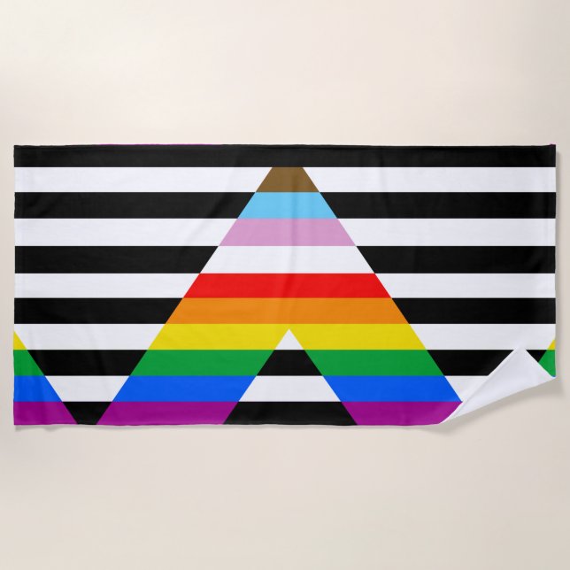 Serviette De Plage Drapeau de la fierté de progrès d'allié (Devant)