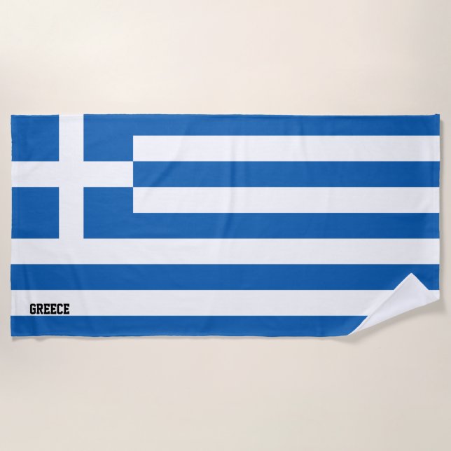 Serviette De Plage Drapeau de la Grèce Splendide patriotique (Devant)