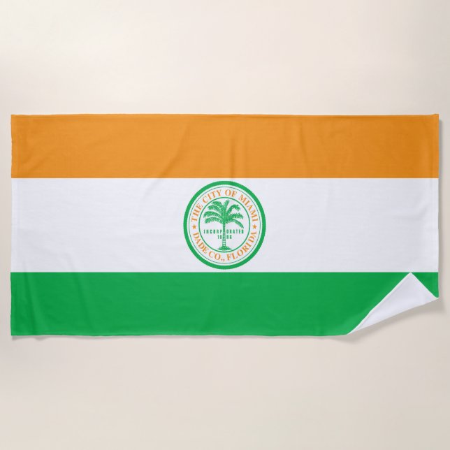 Serviette De Plage Drapeau de la ville de Miami (Floride) (Devant)