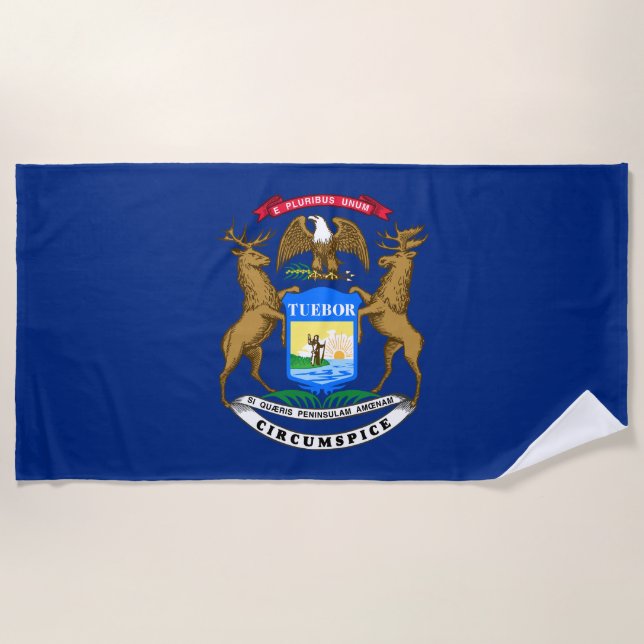 Serviette De Plage Drapeau de l'État du Michigan (Devant)
