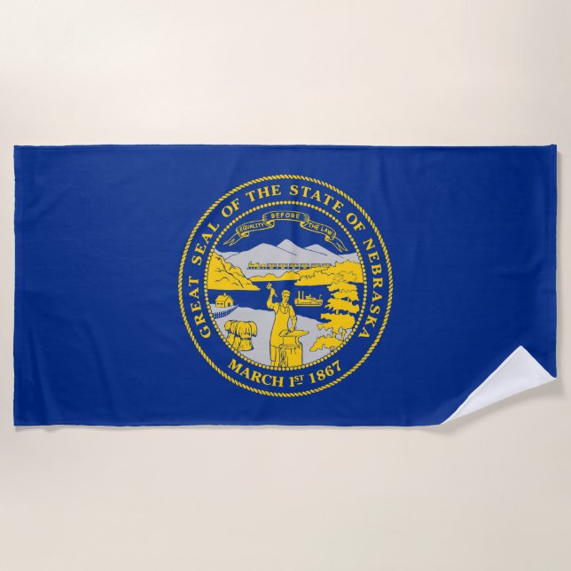 Serviette De Plage Drapeau de l'État du Nebraska (Devant)