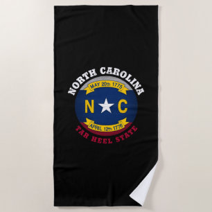 SERVIETTE DE PLAGE DRAPEAU DE L'ÉTAT DU TROU DE LA CAROLINE DU NORD