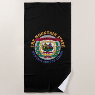 SERVIETTE DE PLAGE DRAPEAU D'ÉTAT DE LA MONTAGNE DE VIRGINIE OCCIDENT