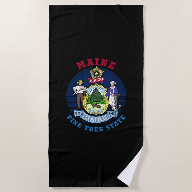 SERVIETTE DE PLAGE DRAPEAU D'ÉTAT DE PINE MAINE (Devant)