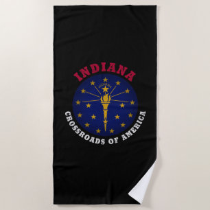 SERVIETTE DE PLAGE DRAPEAU D'ÉTAT INDIANA CROSSROADS