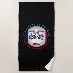SERVIETTE DE PLAGE DRAPEAU D'ÉTAT IOWA HAWKEYE