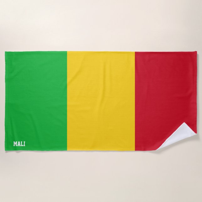 Serviette De Plage Drapeau du Mali Splendide Patriotique (Devant)