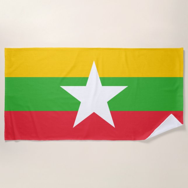 Serviette De Plage Drapeau du Myanmar (Birmanie) (Devant)