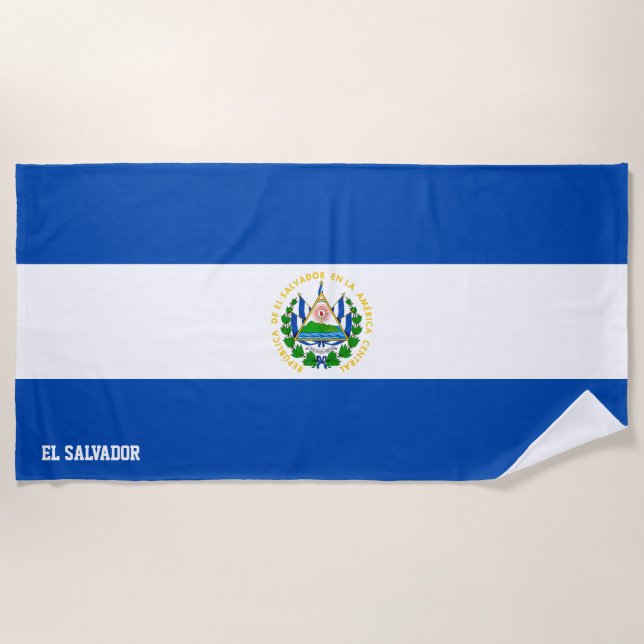 Serviette De Plage Drapeau El Salvador Splendide patriotique (Devant)