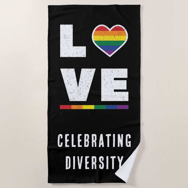 Serviette De Plage Drapeau Gay pride de Grunge Love LGBTQ (Devant)