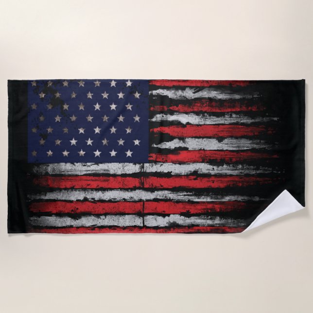Serviette De Plage Drapeau Grunge U.S.A (Devant)