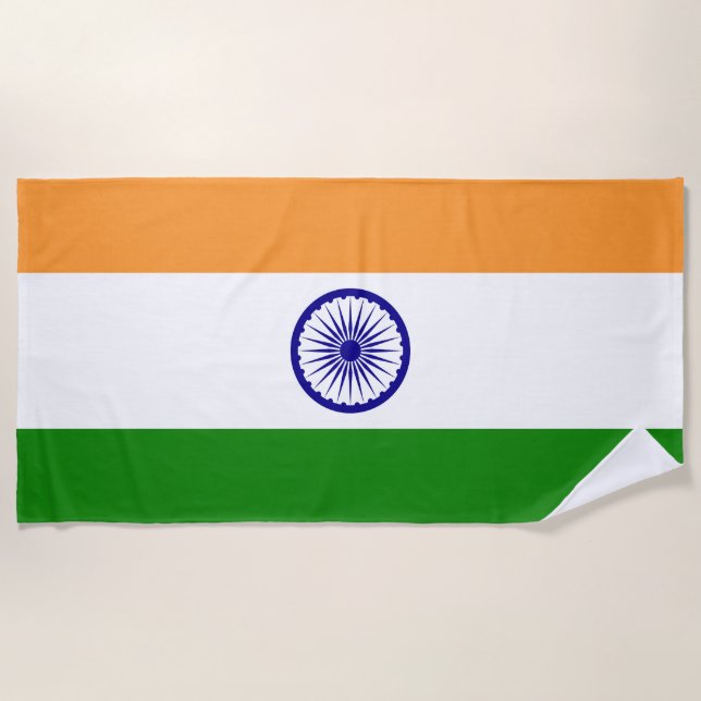 Serviette De Plage Drapeau Inde (Devant)