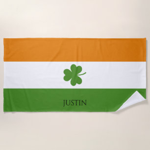 Serviette De Plage Drapeau irlandais St Patrick avec Shamrock   Perso