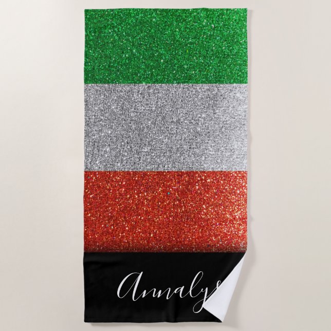 Serviette De Plage Drapeau italien Italie Milan Parties scintillant S (Devant)