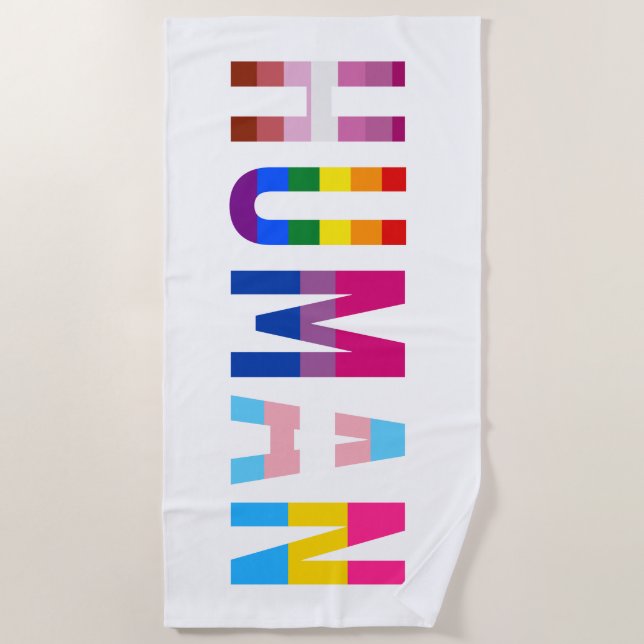 Serviette De Plage Drapeau LGBT HUMAN Mois Gay pride Transgenre (Devant)