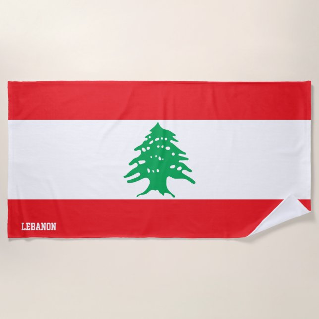 Serviette De Plage Drapeau Liban Splendide patriotique (Devant)