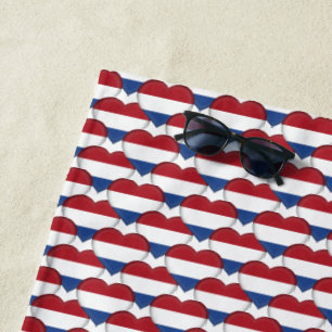 Serviette De Plage Drapeau néerlandais couleurs Coeurs patriotique