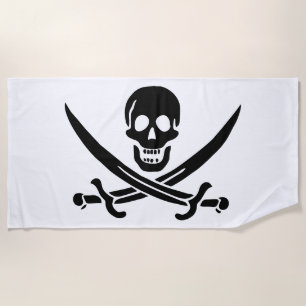 Serviette De Plage Drapeau pirate crâne épées croisées