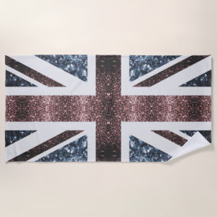 Serviette De Plage Drapeau rustique UK rouge bleu étincelants parties