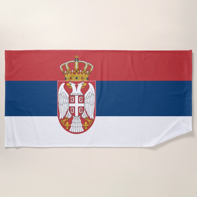 Serviette De Plage Drapeau Serbie (Devant)